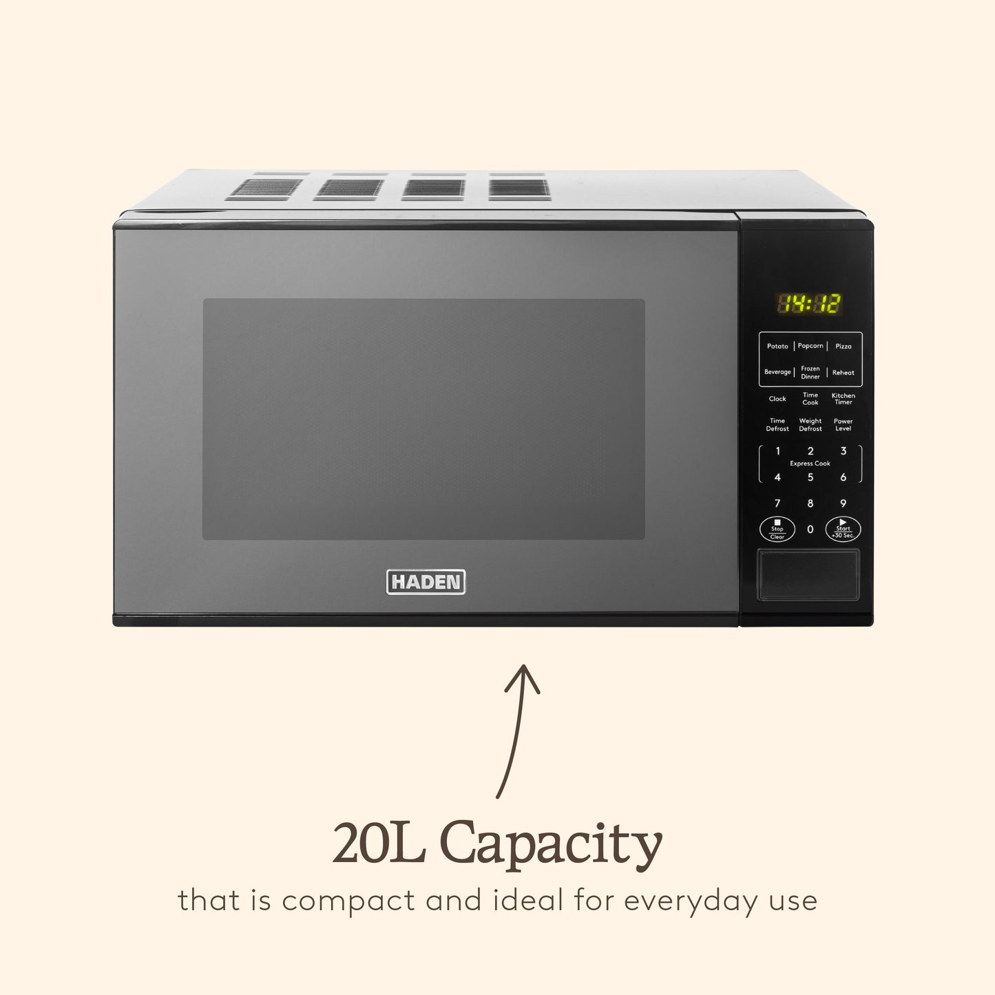 Haden 20L Touch Control Microwave in Black Microwave Ovens Haden