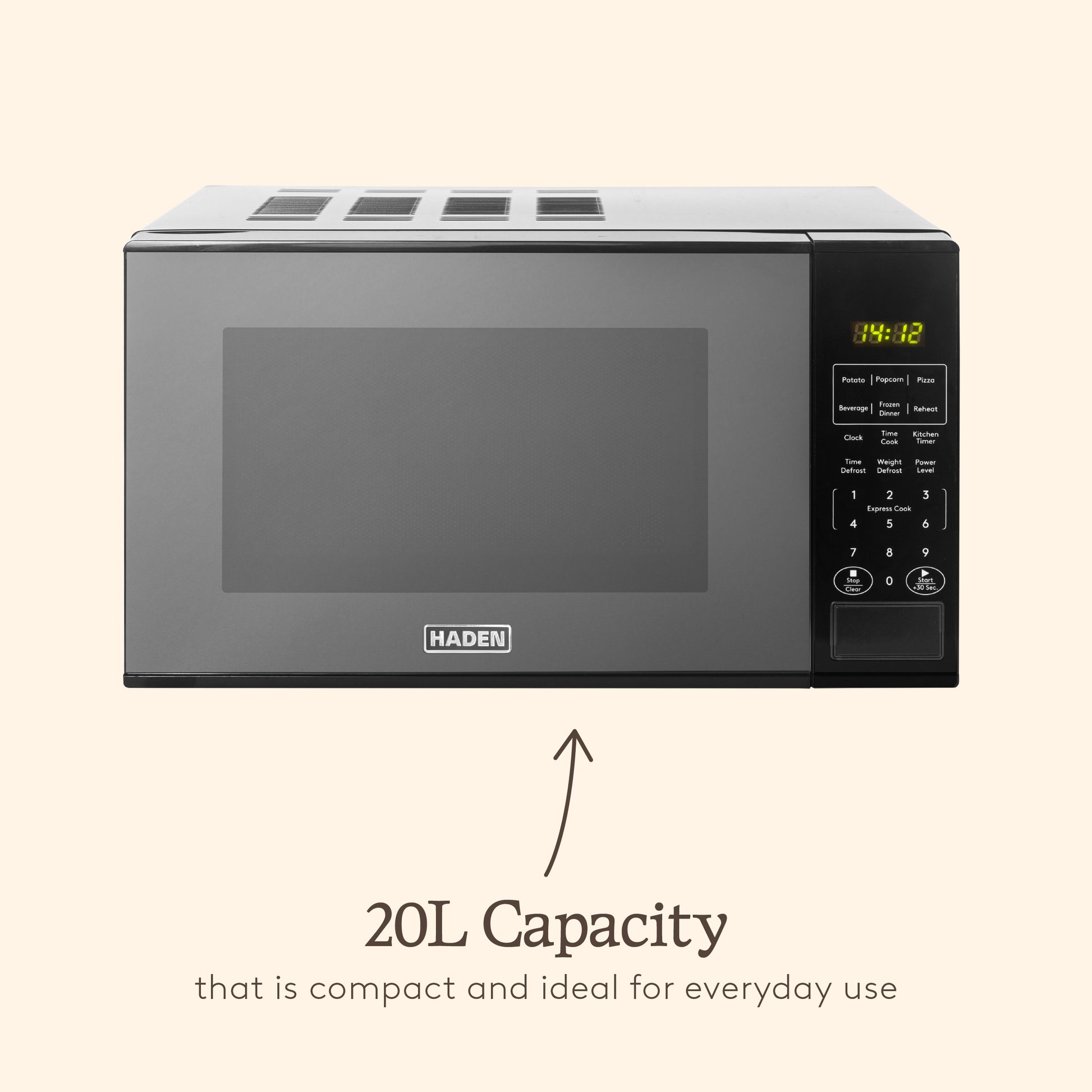 Haden 20L Touch Control Microwave in Black Microwave Ovens Haden