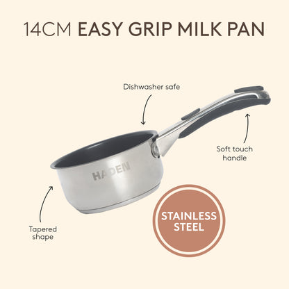 14cm Living Easy Grip Milk Pan Kitchen Haden