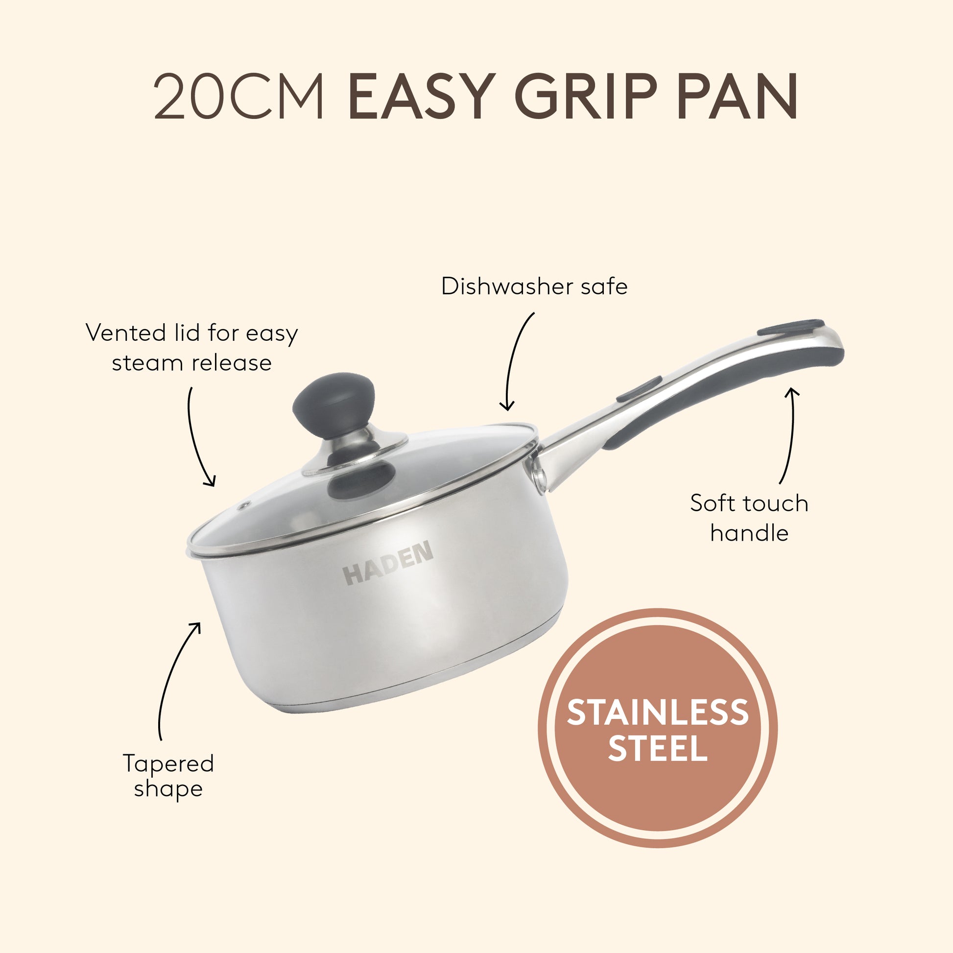 20cm Living Easy Grip Pan Kitchen Haden