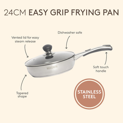 24cm Living Easy Grip Frying Pan Kitchen Haden