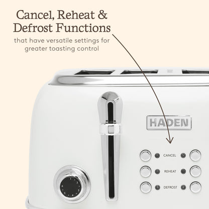 Haden Heritage 4 Slice Toaster – Ivory White Toasters Haden