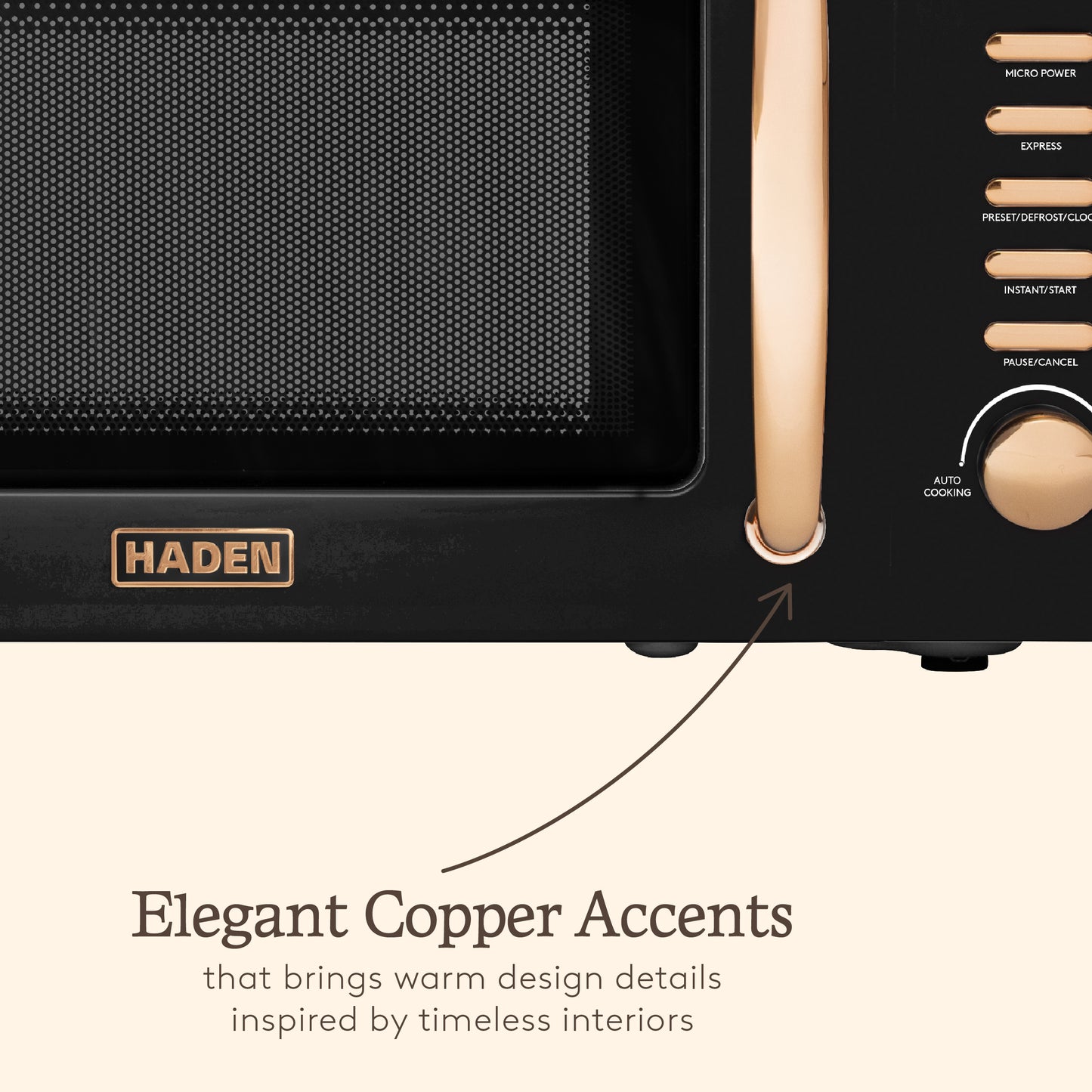 Haden Heritage 20L Microwave – Black & Copper Microwave Ovens Haden