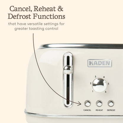 Haden Highclere Cream 4 Slice Toaster Toasters Haden