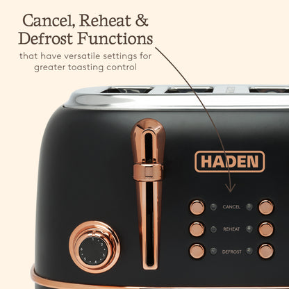 Haden Heritage 4 Slice Toaster – Black & Copper