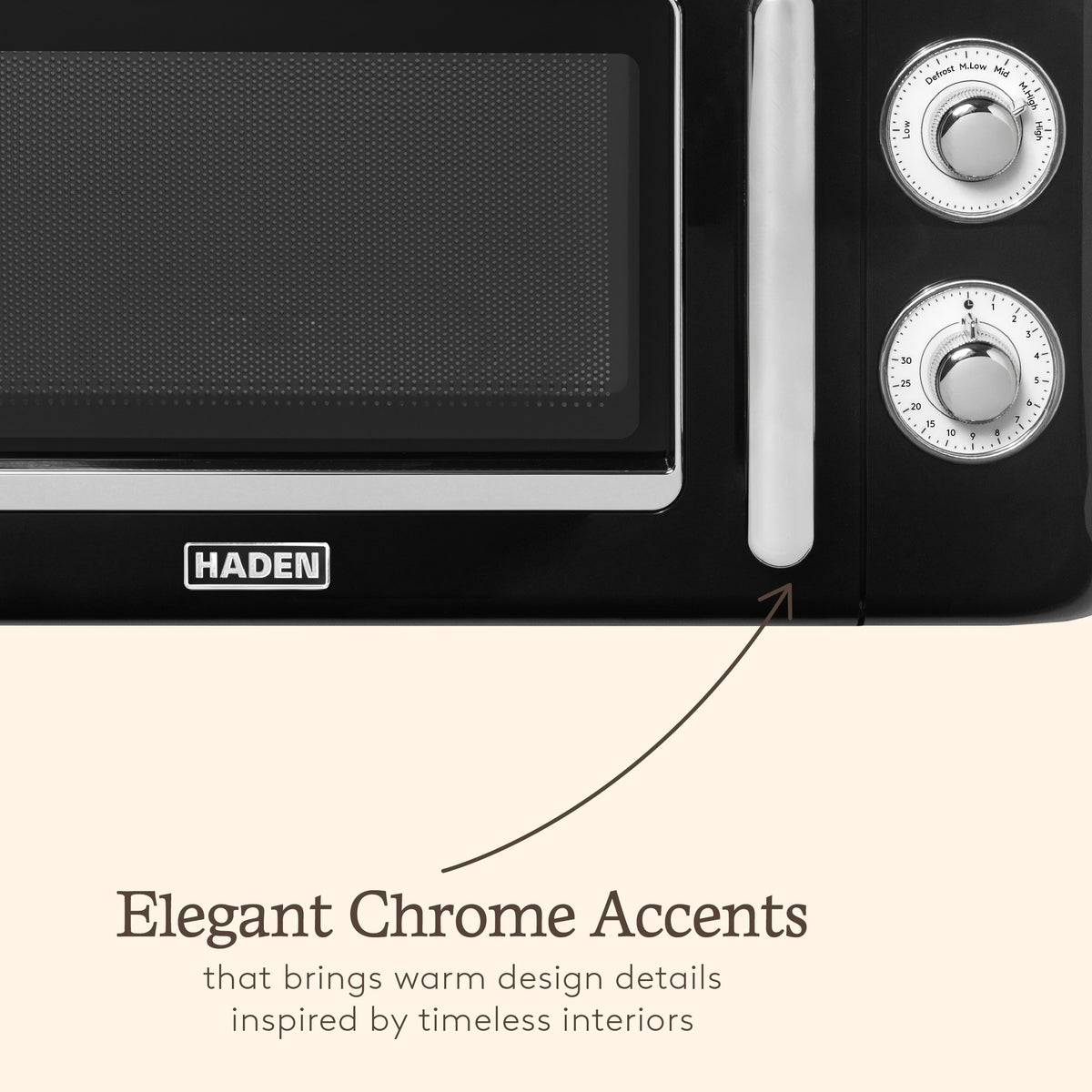 Haden 17L Retro Microwave – Black Microwave Ovens Haden