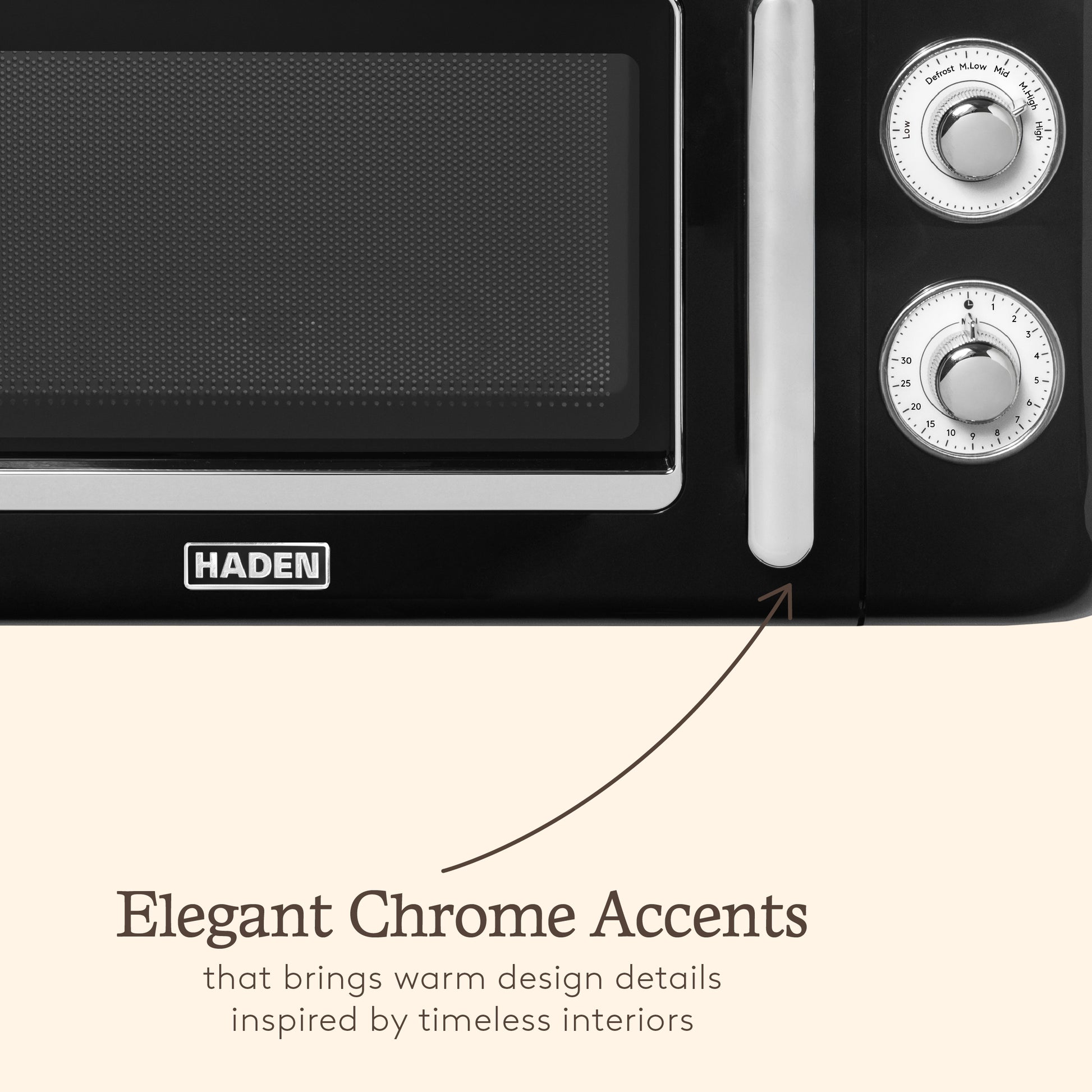 Haden 17L Retro Microwave – Black Microwave Ovens Haden