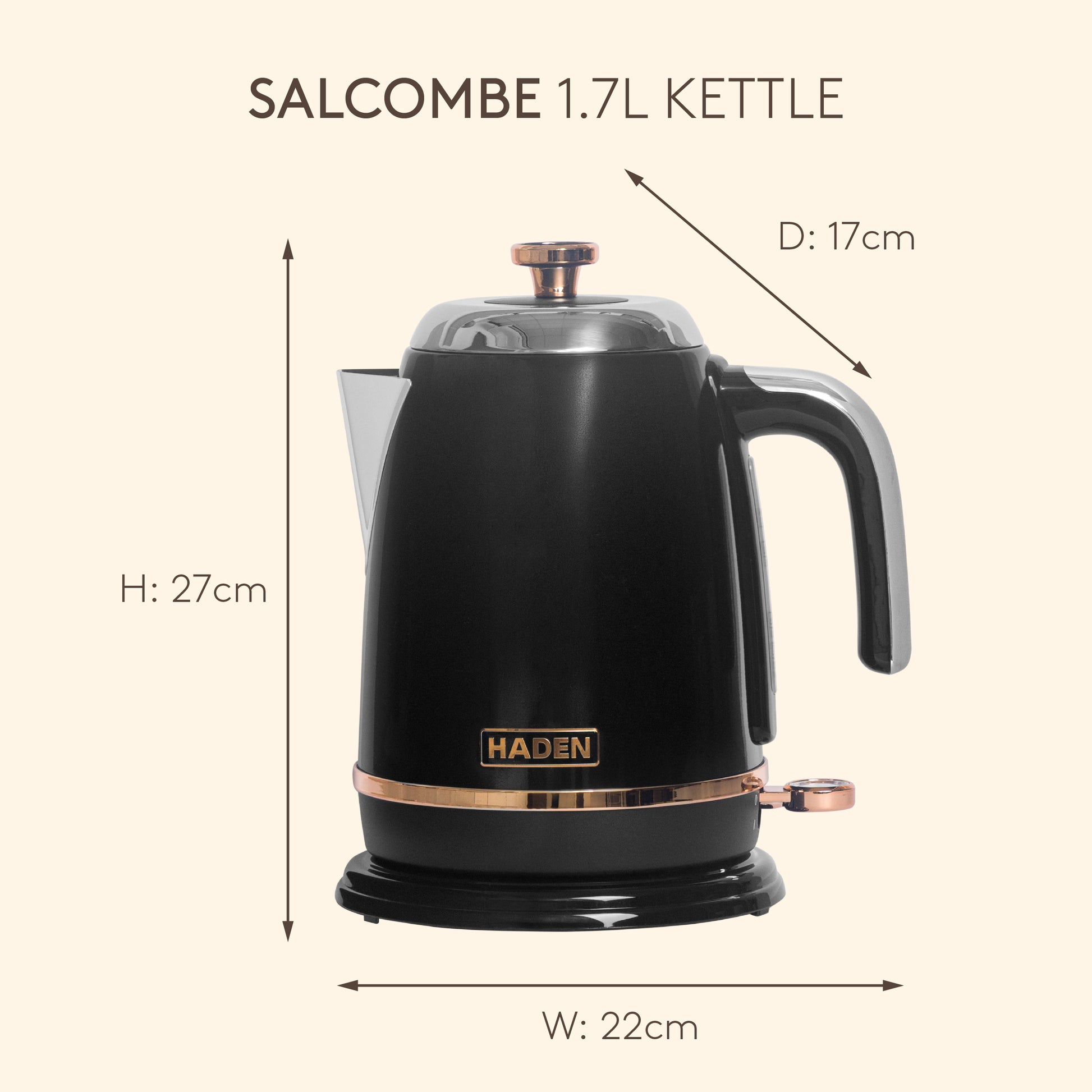 Haden Salcombe Kettle – Black & Copper Electric Kettles Haden