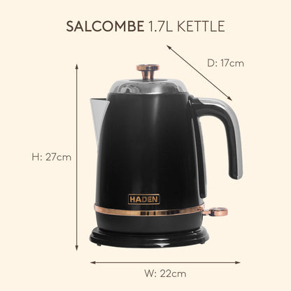 Haden Salcombe Kettle – Black & Copper Electric Kettles Haden