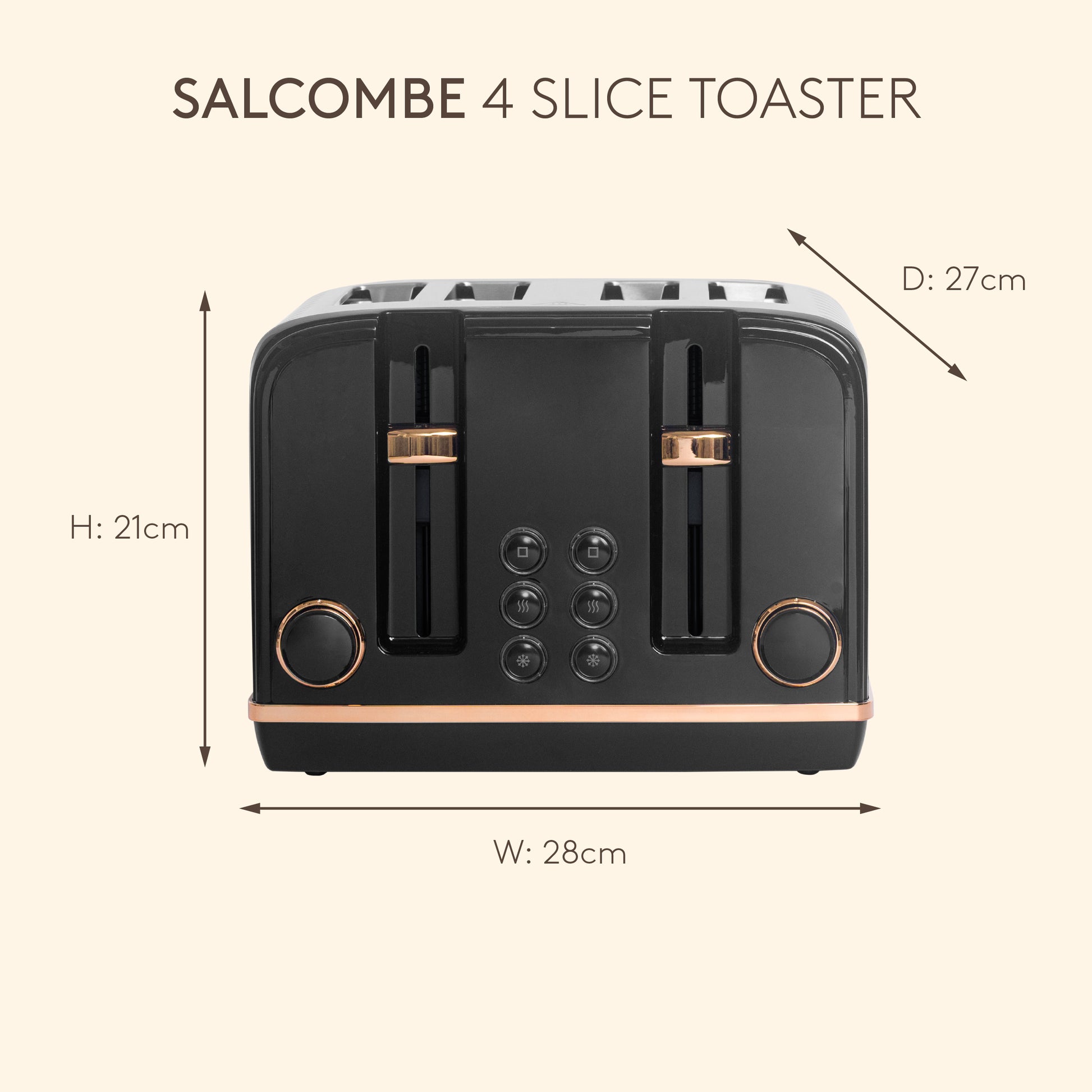 Haden Salcombe 4 Slice Toaster – Black & Copper Toasters Haden
