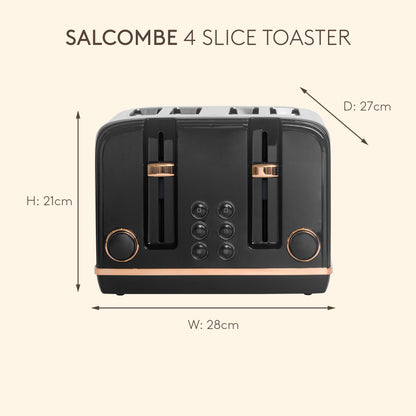 Haden Salcombe 4 Slice Toaster – Black & Copper Toasters Haden