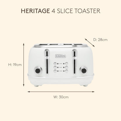 Haden Heritage 4 Slice Toaster – Ivory White Toasters Haden