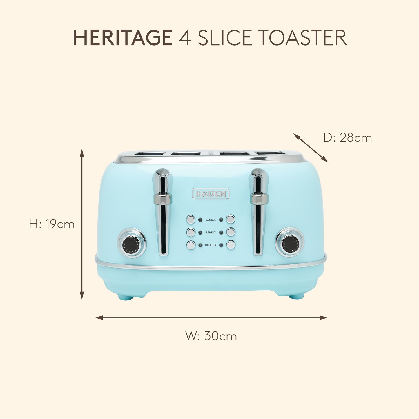 Haden Heritage 4 Slice Toaster – Turquoise Blue Toasters Haden