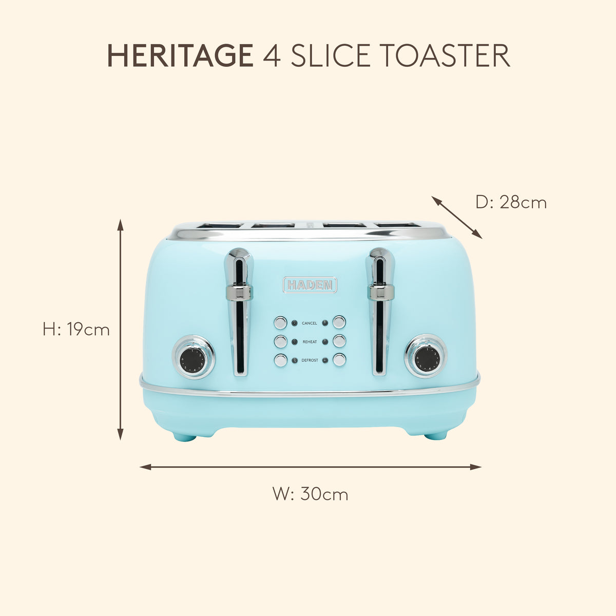 Haden Heritage 4 Slice Toaster – Turquoise Blue Toasters Haden