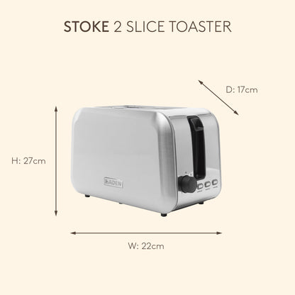 Haden Stoke Brushed Steel 2 Slice Toaster Toasters Haden