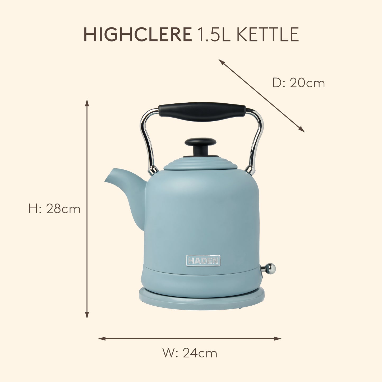 Haden Highclere Poole Blue Kettle Electric Kettles Haden
