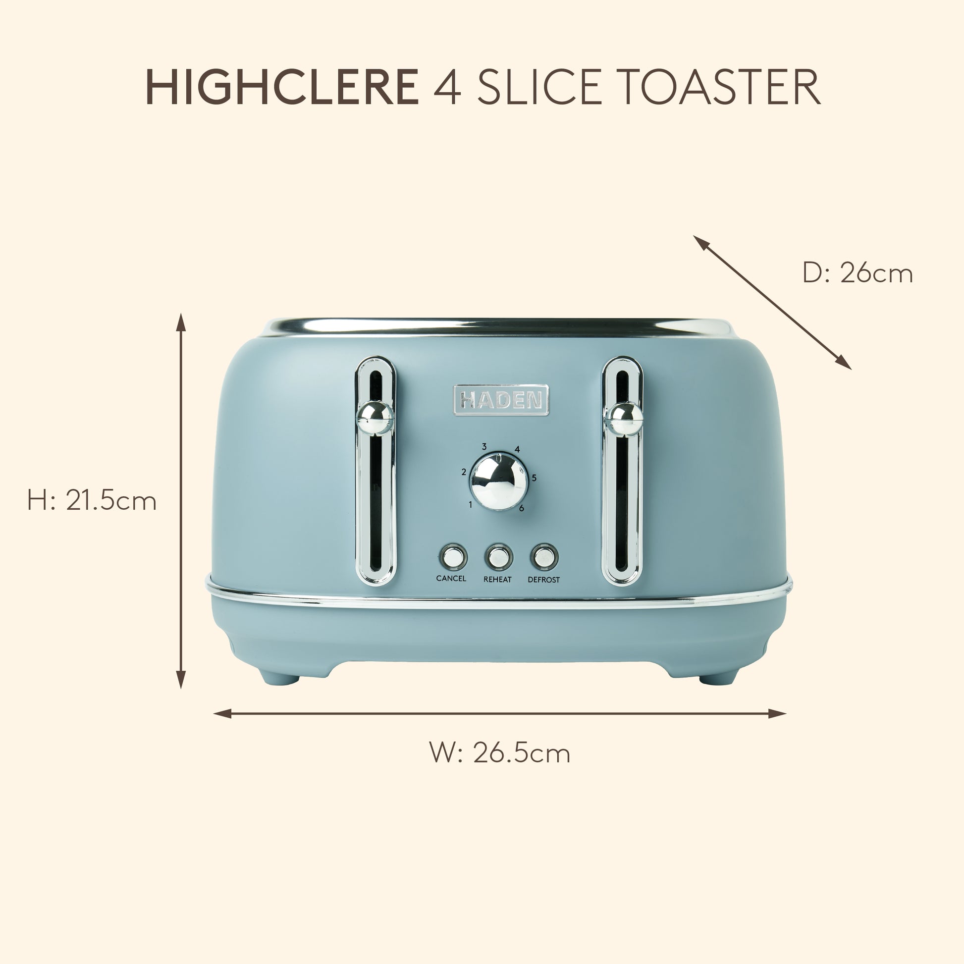 Haden Highclere Poole Blue 4 Slice Toaster Toasters Haden