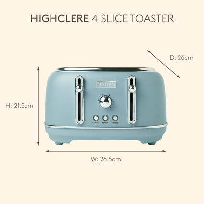 Haden Highclere Poole Blue 4 Slice Toaster Toasters Haden