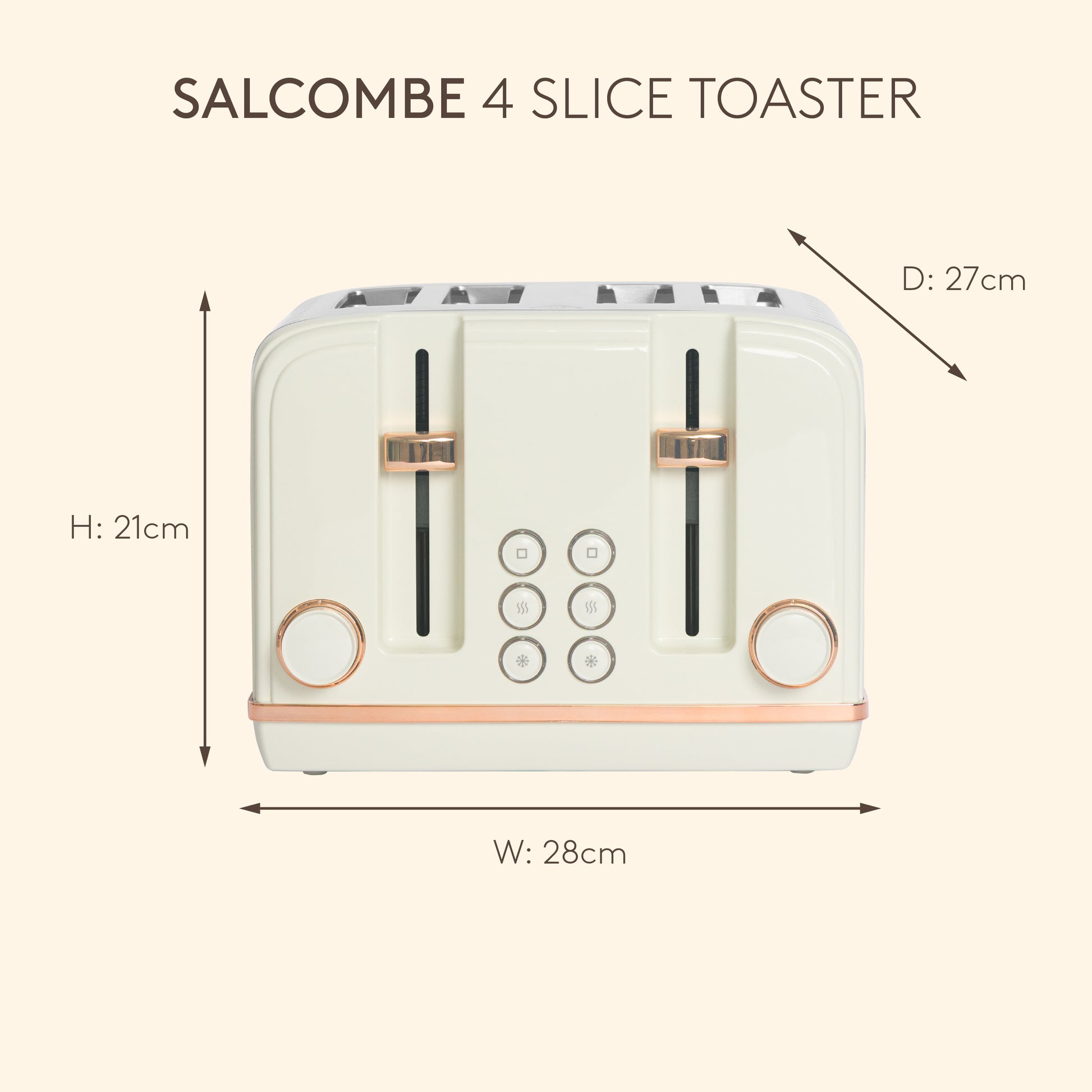 Haden Salcombe 4 Slice Toaster – Cream & Copper Toasters Haden