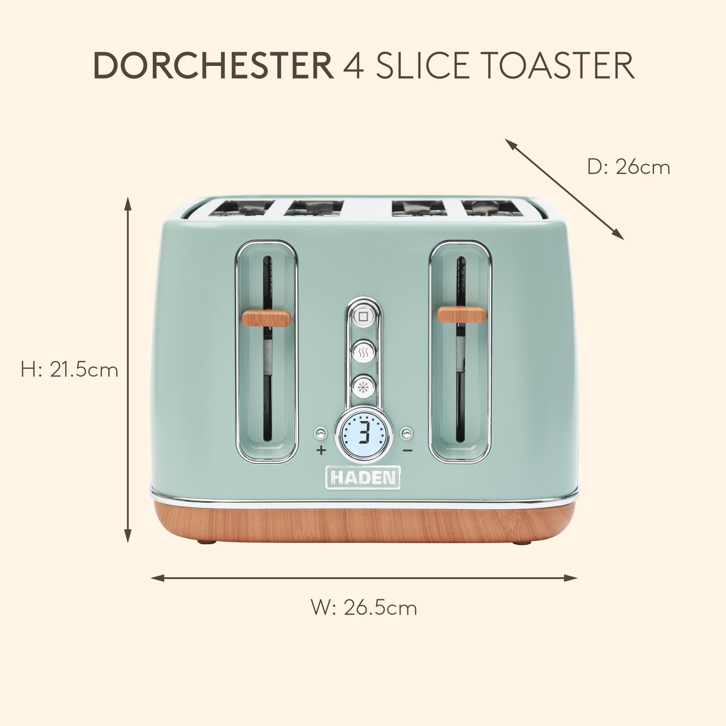 Haden Dorchester Sage Green 4 Slice Toaster