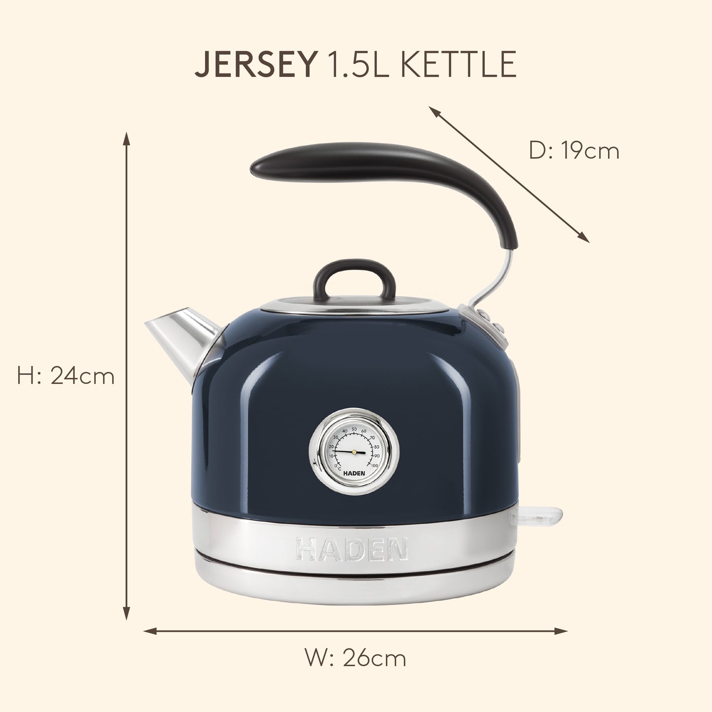 Haden Jersey Steel Blue Kettle Electric Kettles Haden