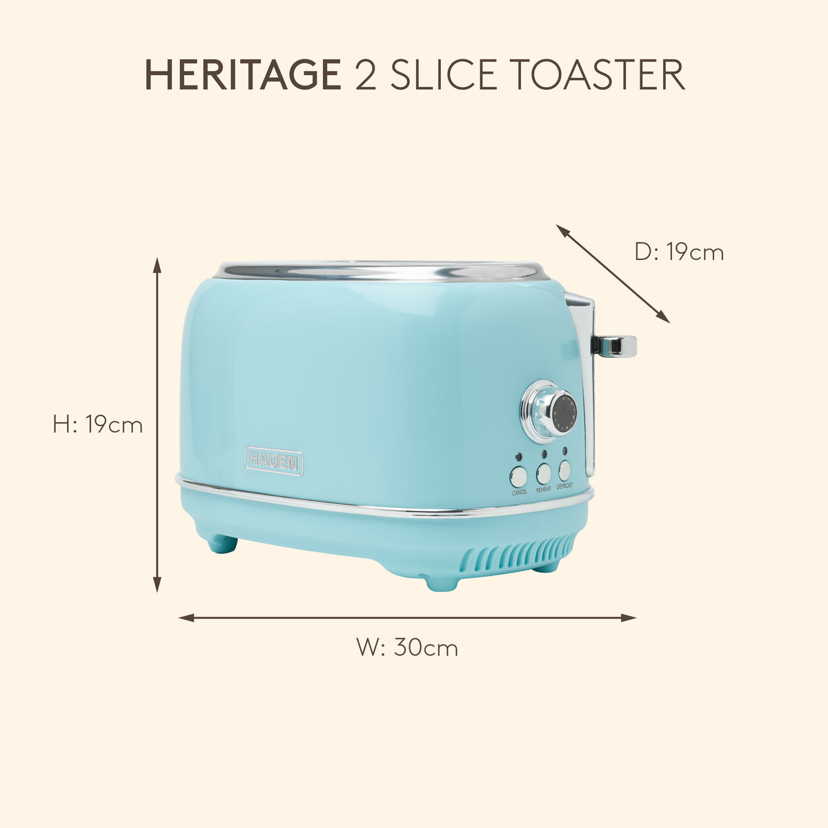 Haden Heritage 2 Slice Toaster – Turquoise Blue Toasters Haden