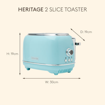 Haden Heritage 2 Slice Toaster – Turquoise Blue Toasters Haden