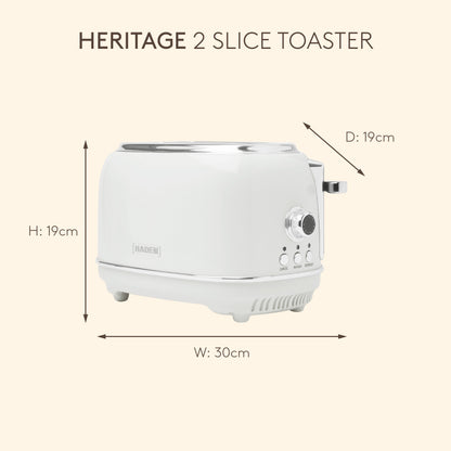 Haden Heritage 2 Slice Toaster – Ivory White Toasters Haden