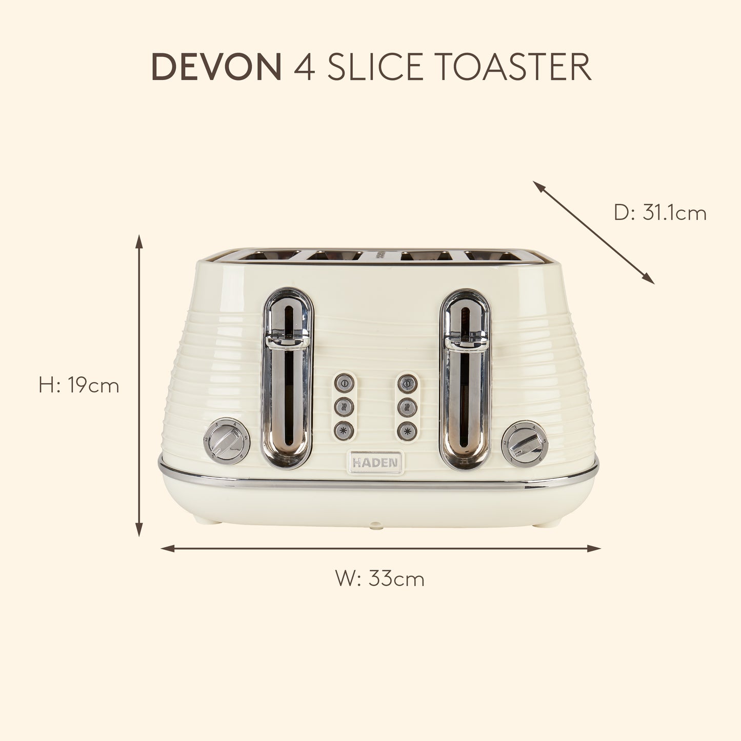 Haden Devon 4 Slice Toaster Cream Toasters Haden