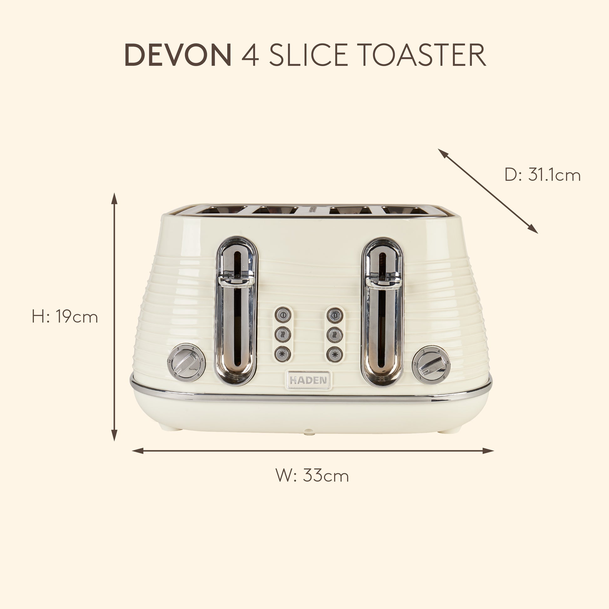 Haden Devon 4 Slice Toaster Cream Toasters Haden