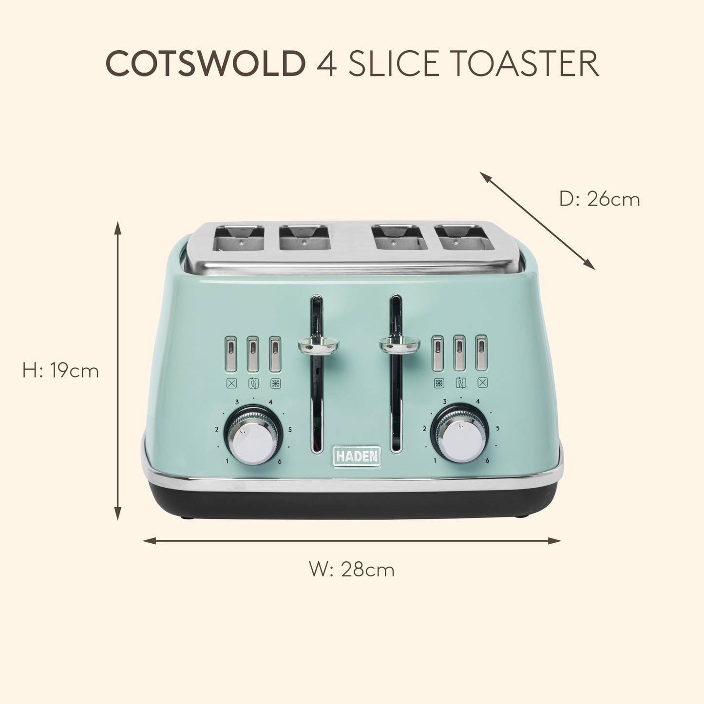 Haden Cotswold 4 Slice Sage Toaster Toasters Haden