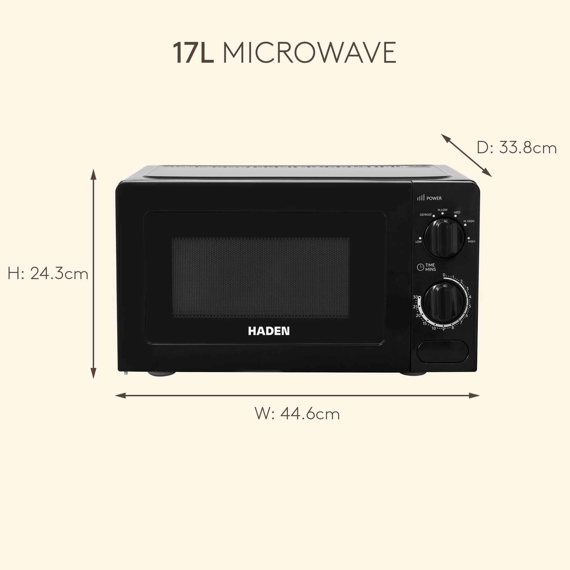 Haden 17L Microwave – Black Microwave Ovens Haden