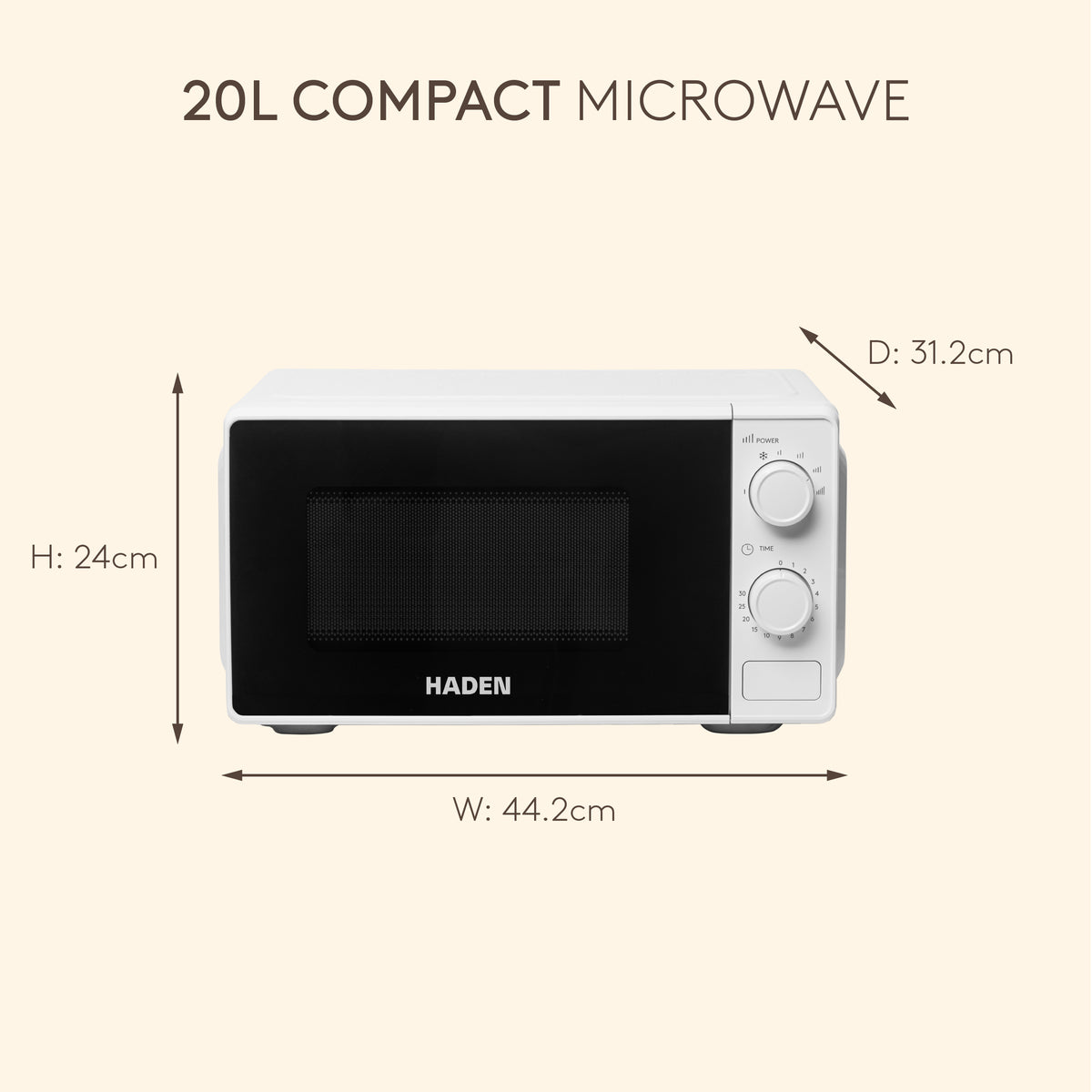 Haden 20L Microwave – White Microwave Ovens Haden