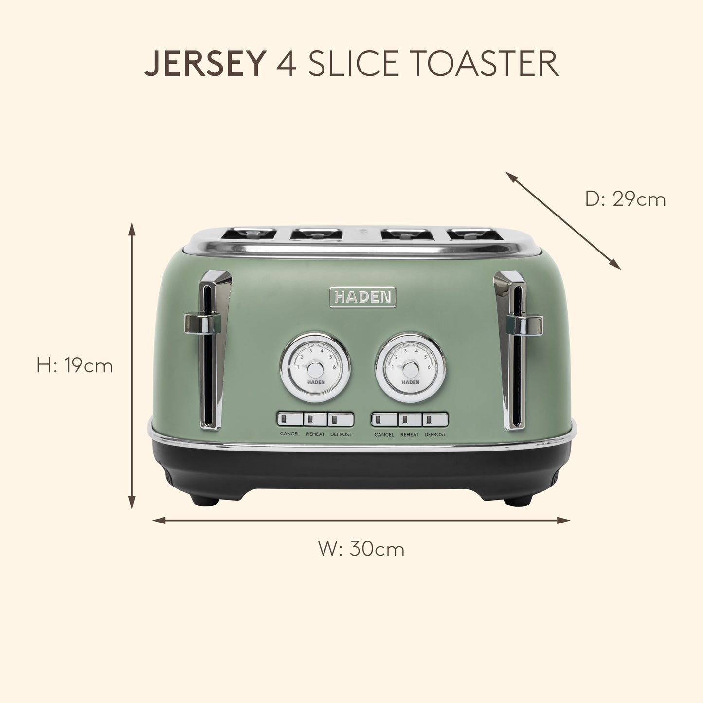 Haden Jersey 4 Slice Toaster Cedar Green Toasters Haden