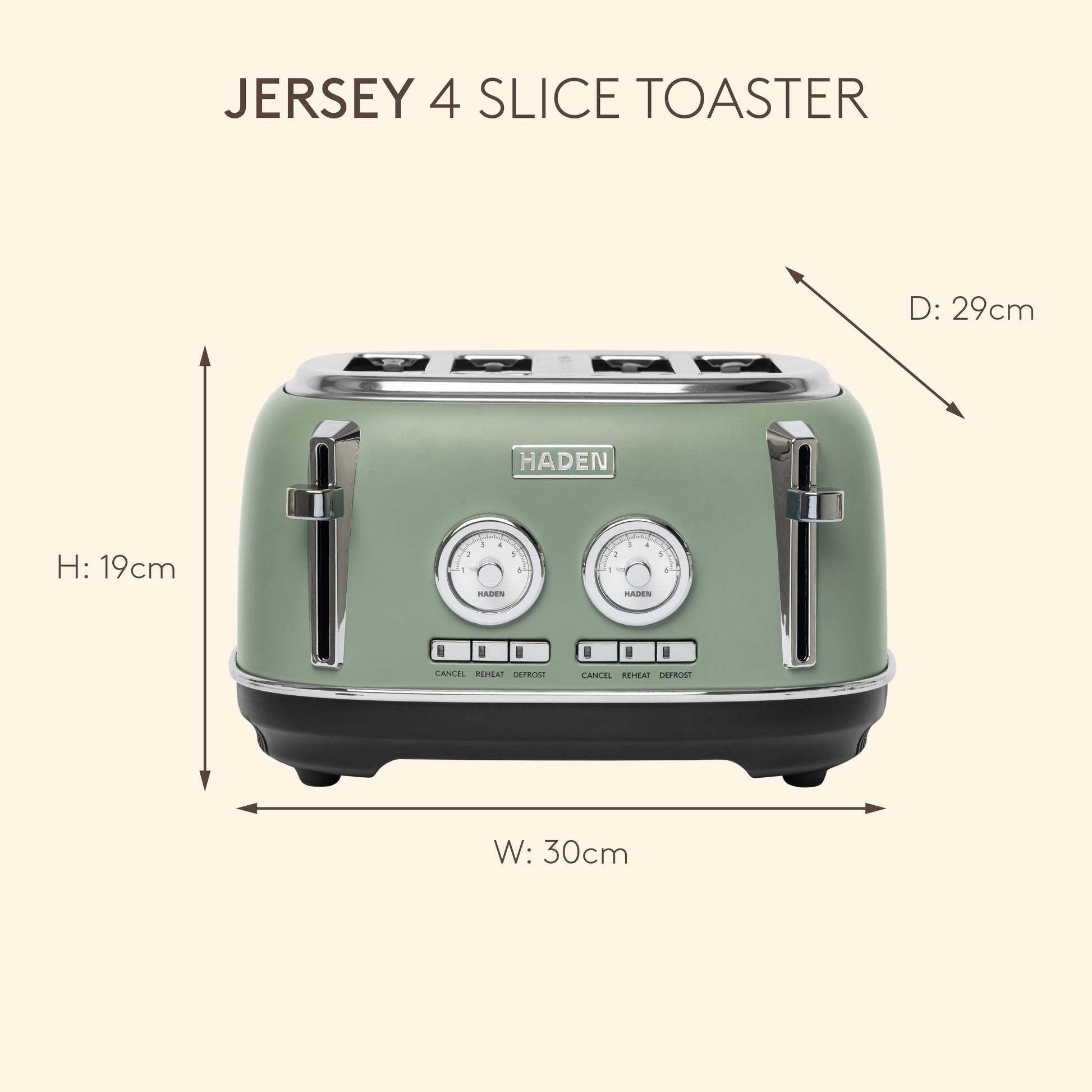 Haden Jersey 4 Slice Toaster Cedar Green Toasters Haden