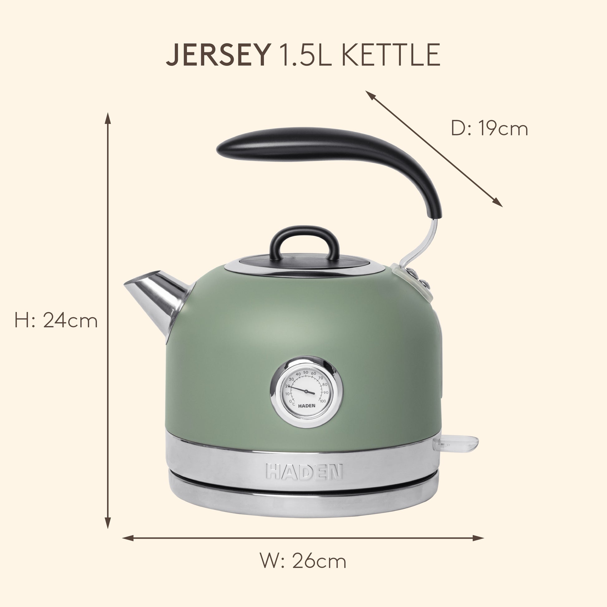 Haden Jersey 1.5L Kettle Cedar Green Electric Kettles Haden