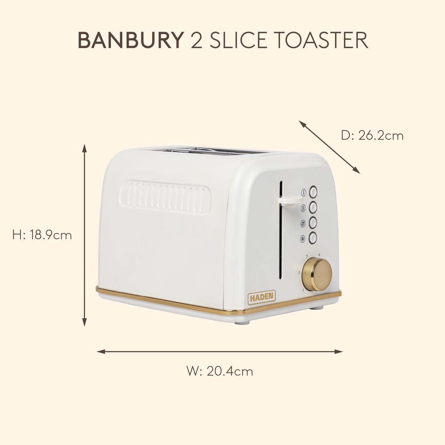 Haden Banbury 2 Slice Toaster Sour Cream