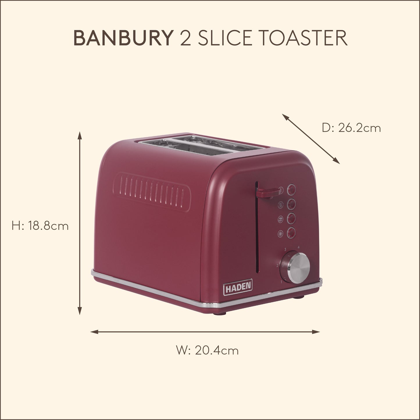Haden Banbury 2 Slice Toaster Berry