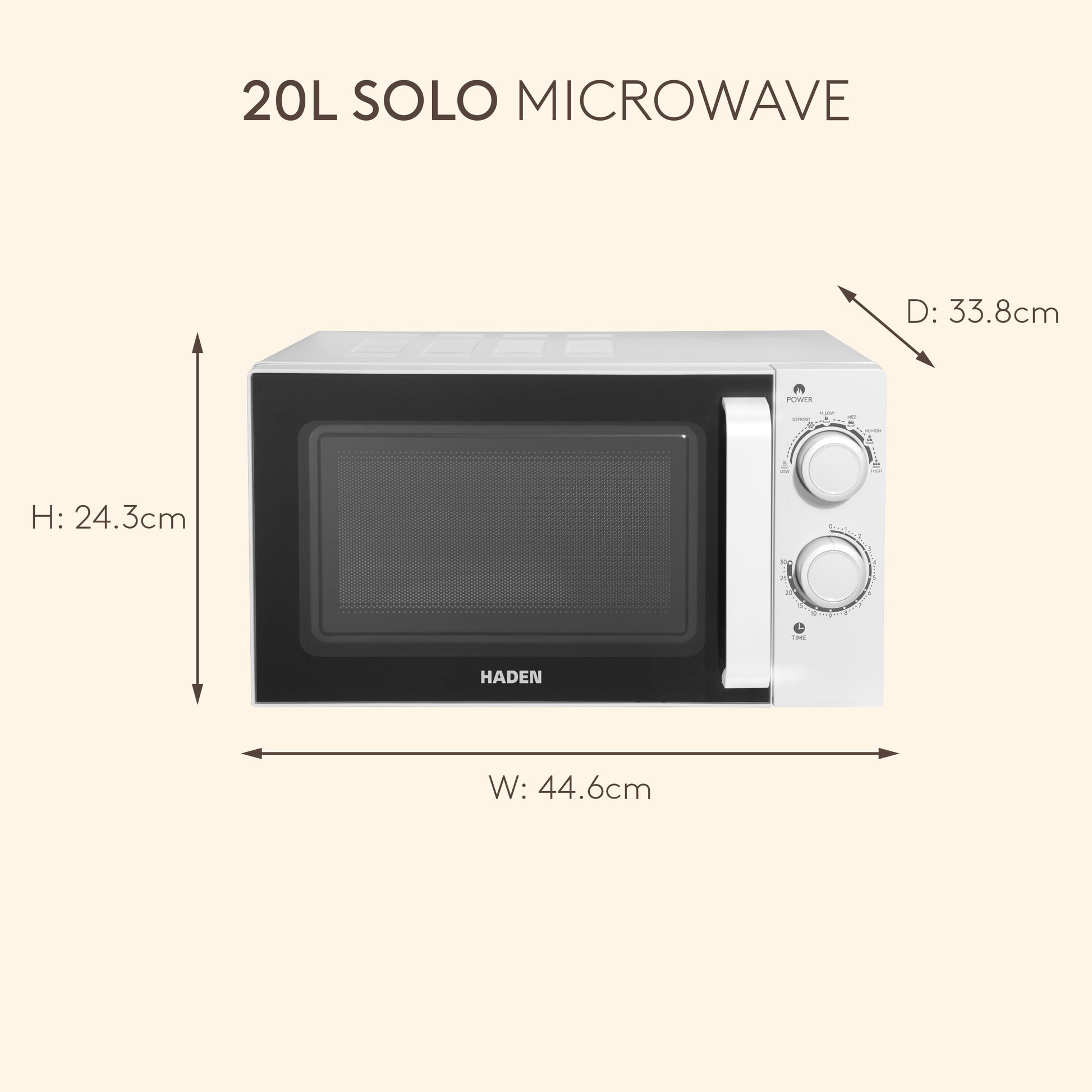 Haden 20L White Stainless Steel Interior Microwave Microwave Ovens Haden