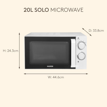 Haden 20L White Stainless Steel Interior Microwave Microwave Ovens Haden