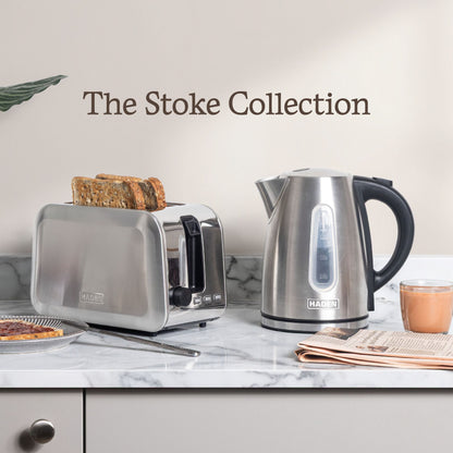 Haden Stoke Brushed Steel 2 Slice Toaster Toasters Haden
