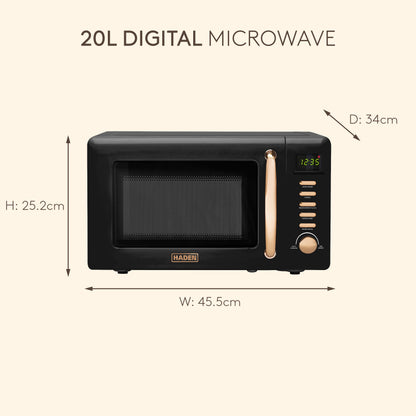 Haden Heritage 20L Microwave – Black & Copper Microwave Ovens Haden