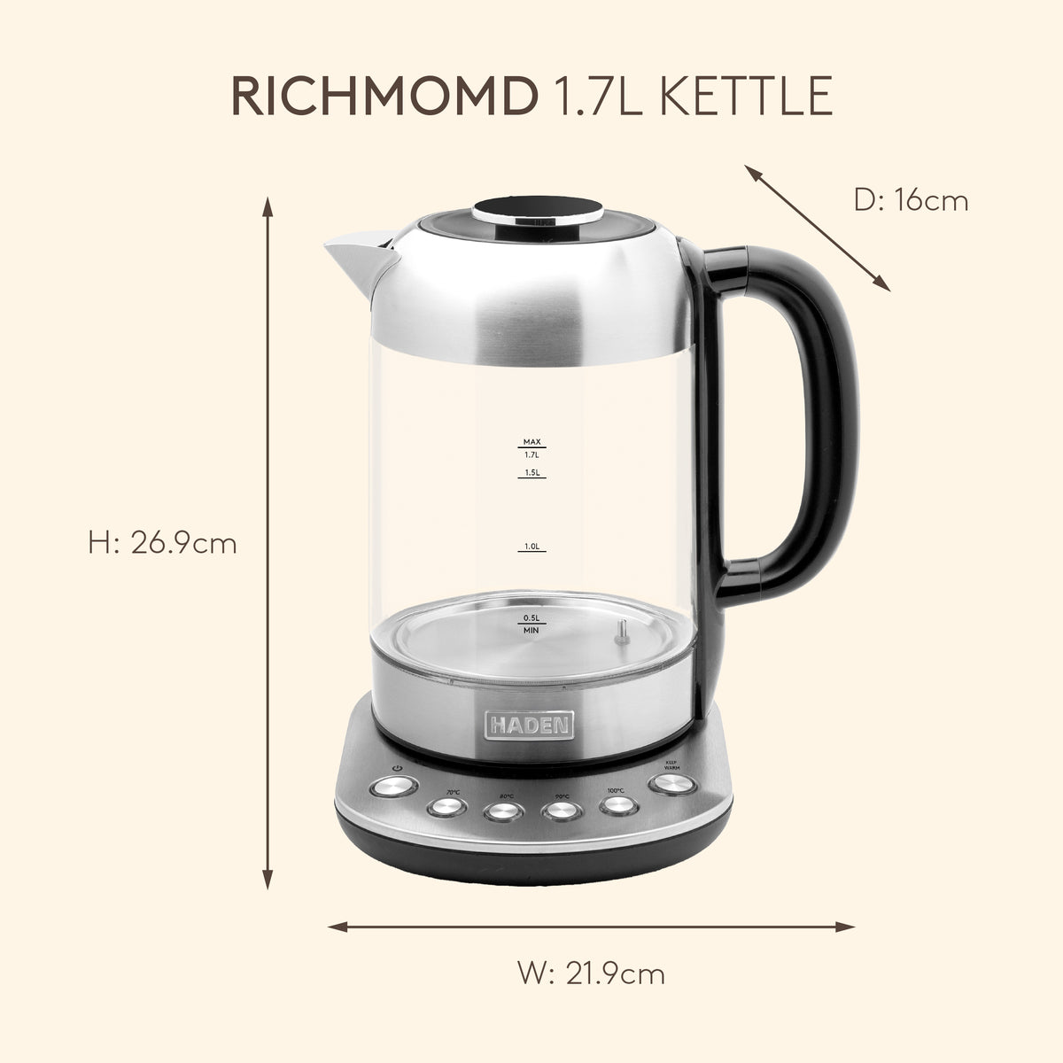 Haden Richmond Variable Temperature Kettle Electric Kettles Haden