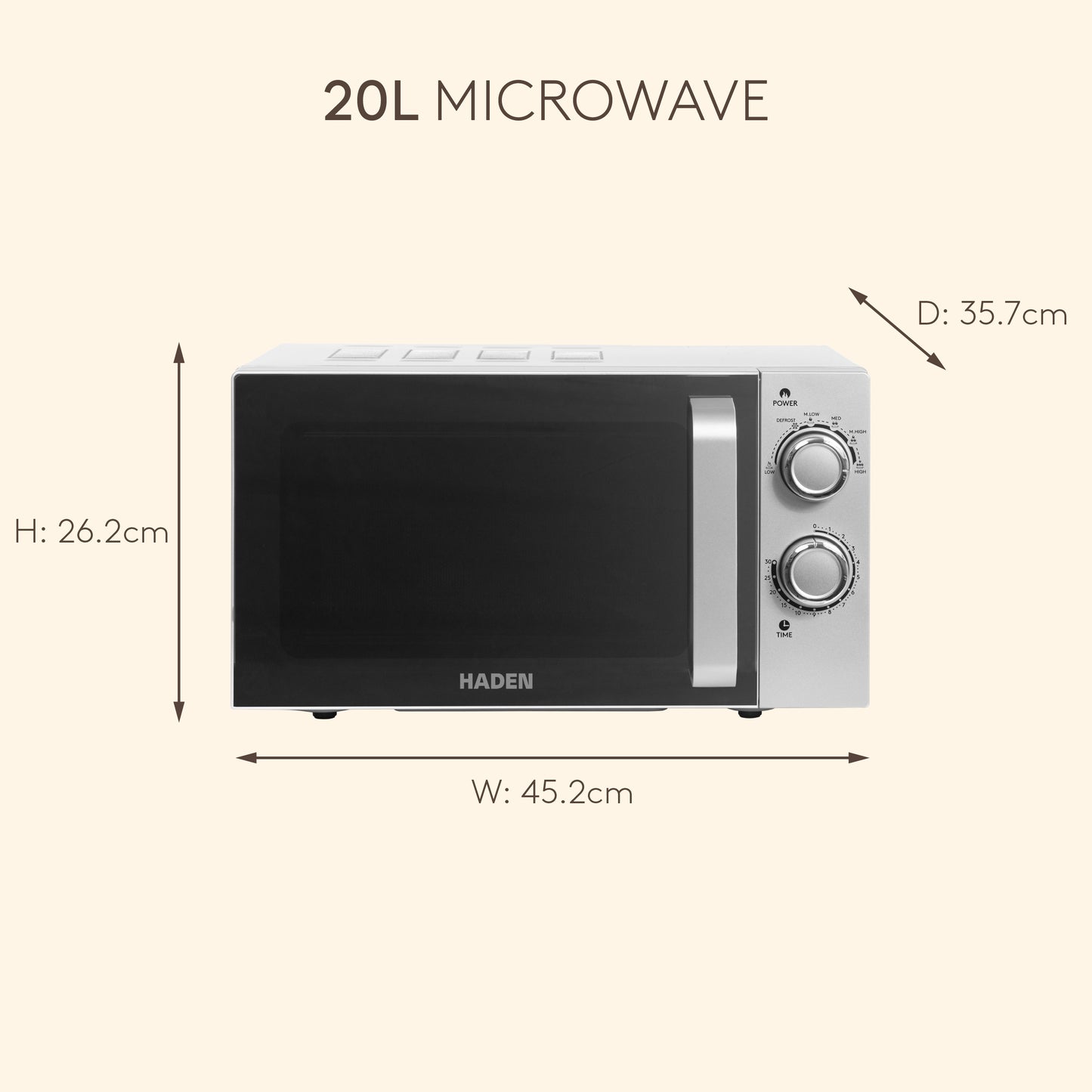Haden 20L Microwave Silver Microwave Ovens Haden