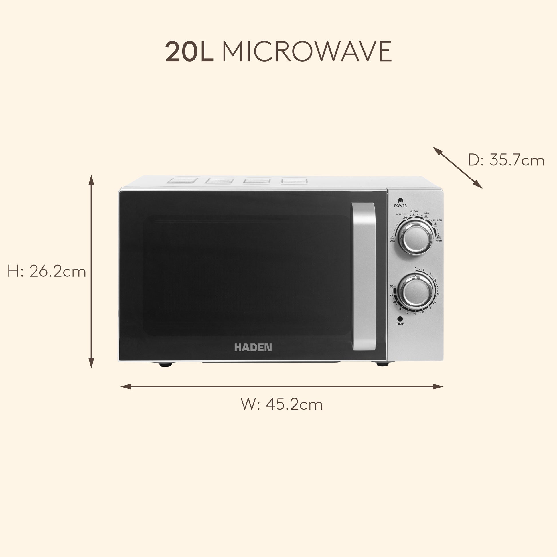 Haden 20L Microwave Silver Microwave Ovens Haden