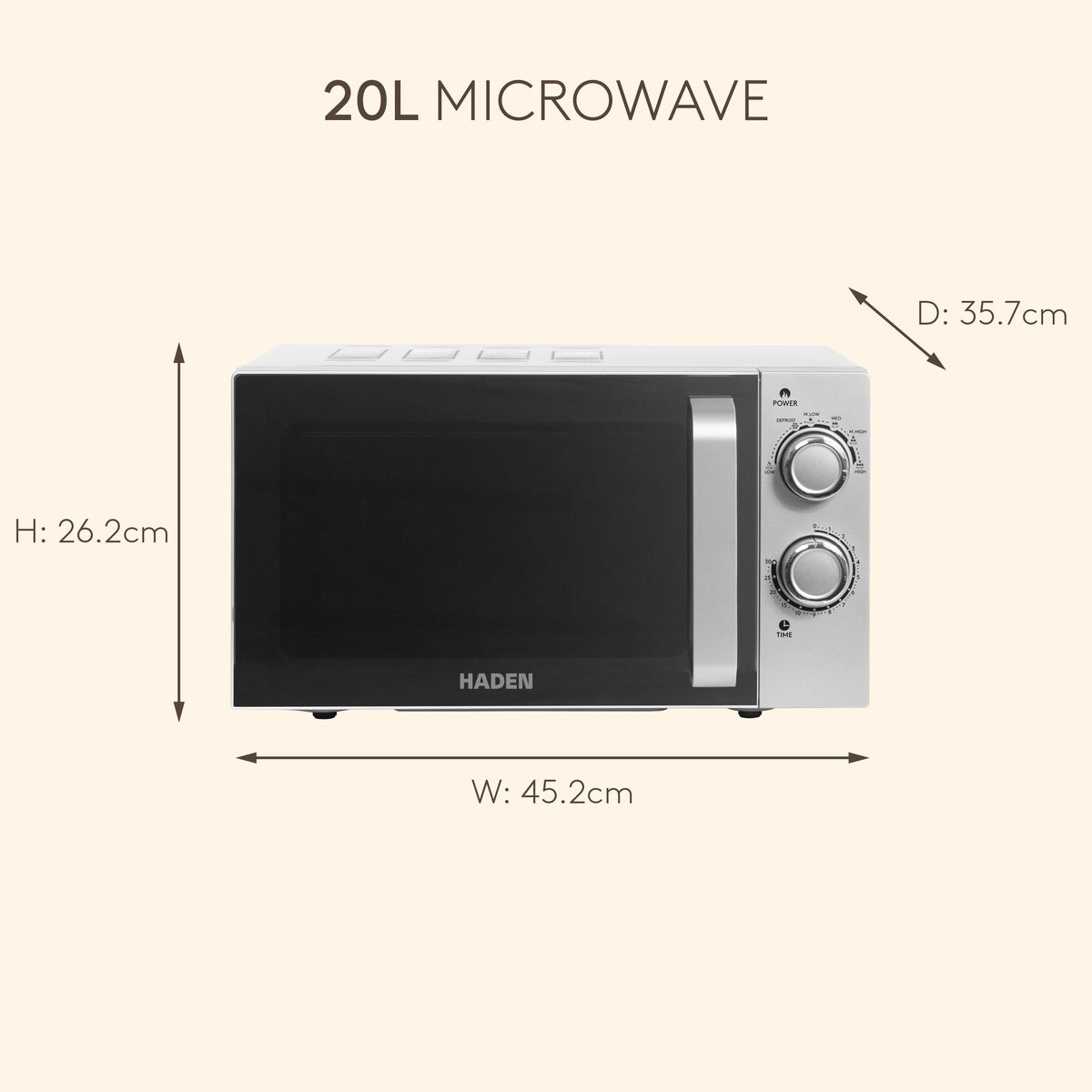 Haden 20L Microwave – Silver Microwave Ovens Haden