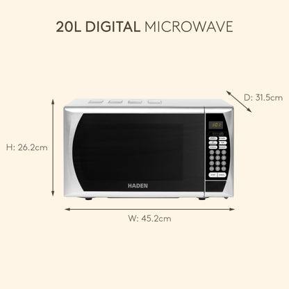 Haden 20L 800W Microwave – Silver Microwave Ovens Haden