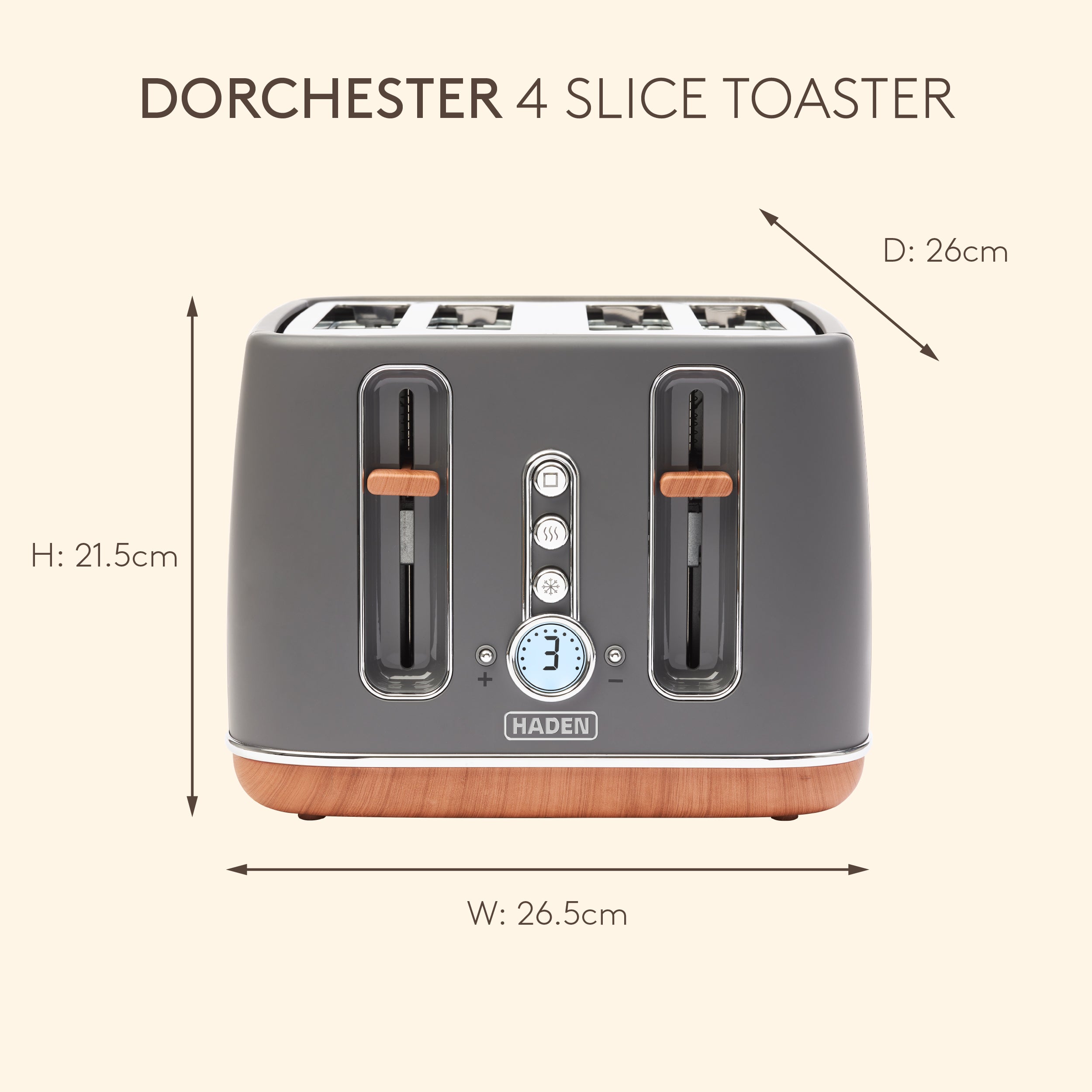 Haden Dorchester Grey 4 Slice Toaster