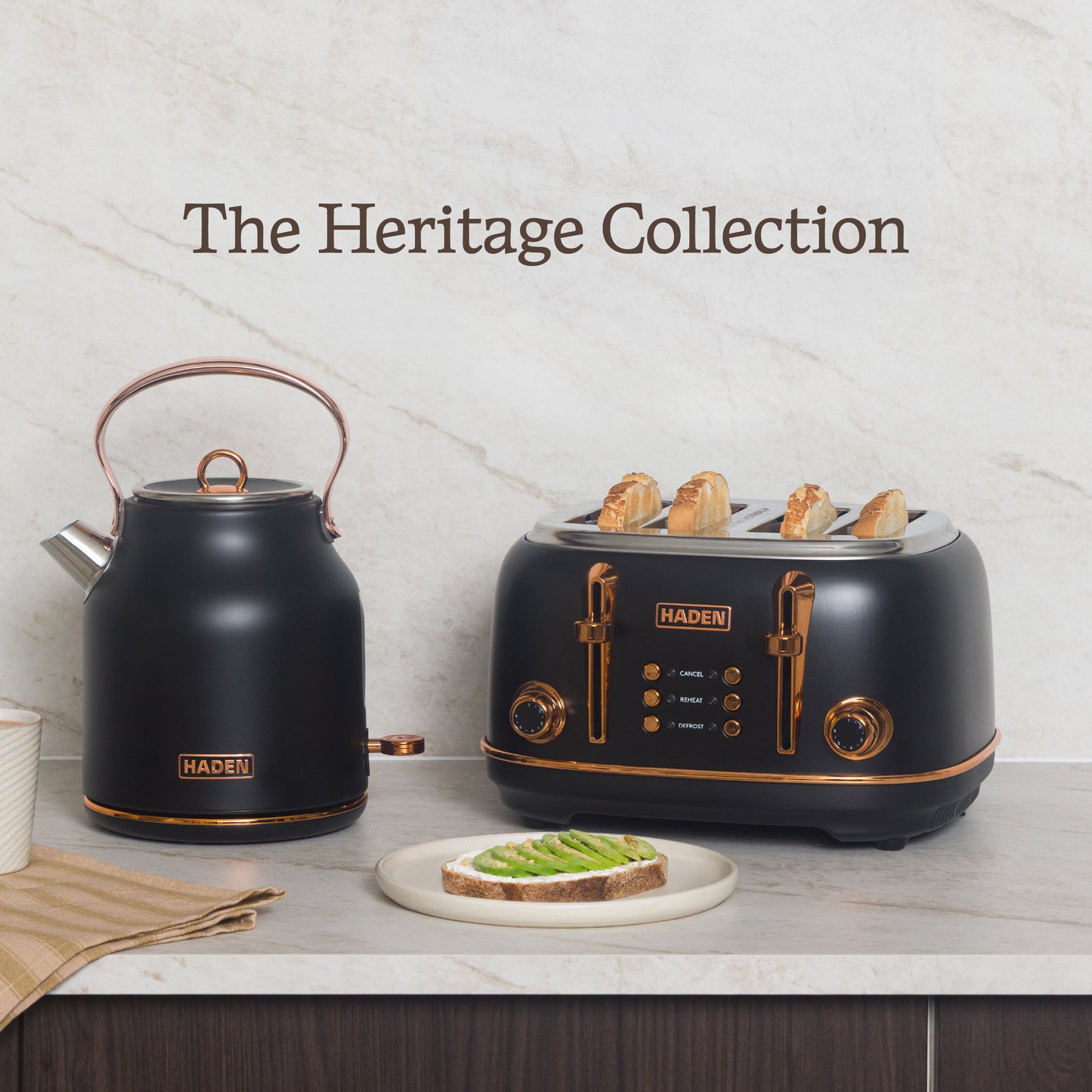 Haden Heritage 4 Slice Toaster – Black & Copper