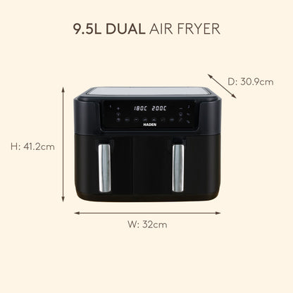 Haden 9.5L Dual Air Fryer – Black Haden